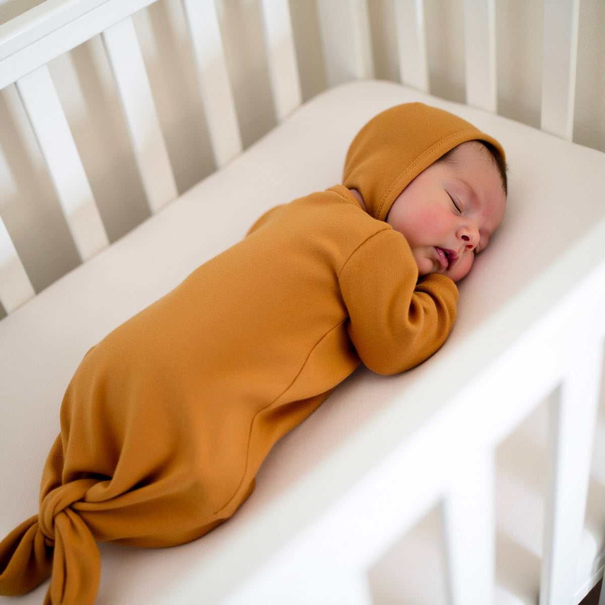 Organic Knotted Gown Set-Bonnet