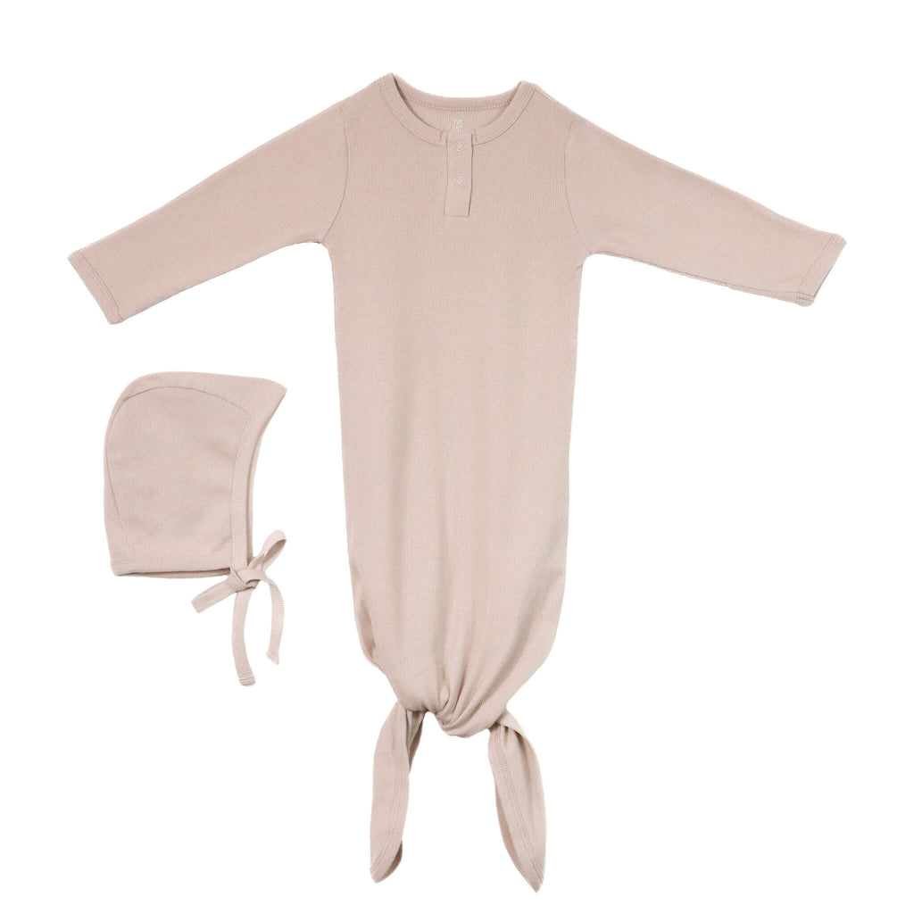 Organic Knotted Gown Set-Bonnet
